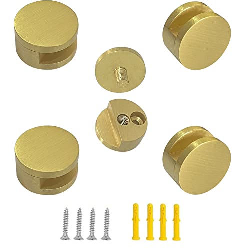 LB-LAIBA Round Shape Wall-Mounted Mirrors Bracket, Glass Clips Clamps Holder, Mirror Clips Glass Supports Fixings for 5-11mm Thick Mirror 4 Pieces