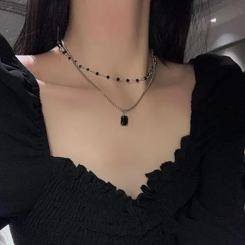 Collier cristal noir double couche parfait pour vos soirées et fêtes - 4