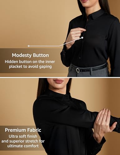 Image of Symbol Premium Women's Cotton Stretch Formal Shirt | Full Sleeve Button-Down | Regular Fit | Office-Wear | Desk-to-Dinner (Available in Plus Sizes)