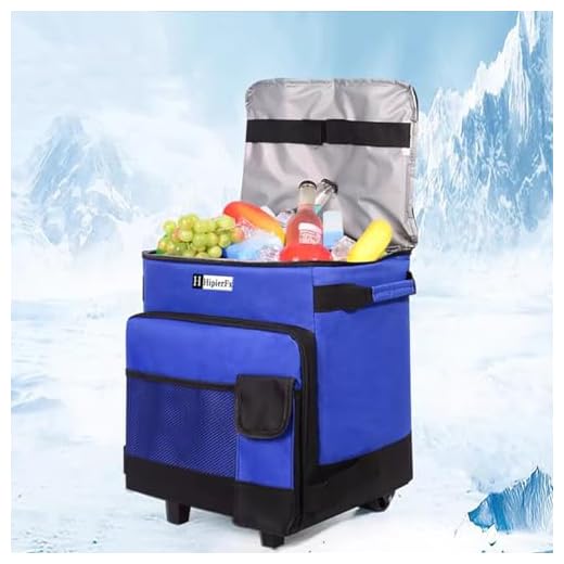Portable Cooler with Wheels and Handle Collapsible Rolling Cooler Leakproof Insulated Soft Beach Cooler Bag for Camping Patio Travel Outdoor Ball Fields