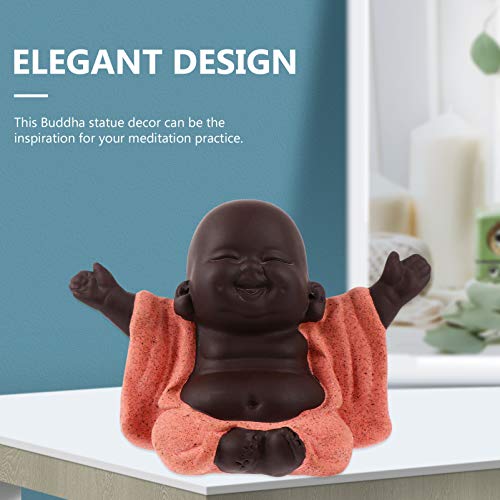 EXCEART 2Pcs Bebê Estátua de Buda Mini Estatueta Monge Sorrindo Buda Escultura para a Decoração Home