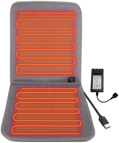 WOOLALA USB Heated Seat Cushion for Office Chair, Large Heating Area Heated Seat Cover Therapy Heating Pad for Back, Lumbar, Hip, Thigh with 3 Temperatures Levels, 17In * 35.5In