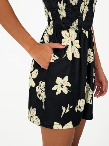 AUTOMET Rompers for Women Summer Vacation Beach Outfits Casual Loose Square Neck Shorts Jumpsuits Overalls 2026 Resort Wear Black L