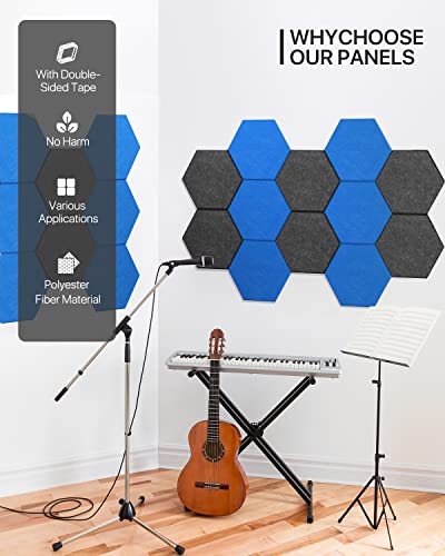 Image of Self-adhesive Sound Proof Panels Hexagon Wall Panels 12''X10''X0.4'', Sound Absorbing Panels High Density Acoustical Wall Panels Acoustical Treatments for Office,Reccording Room,Studio 12 Pack