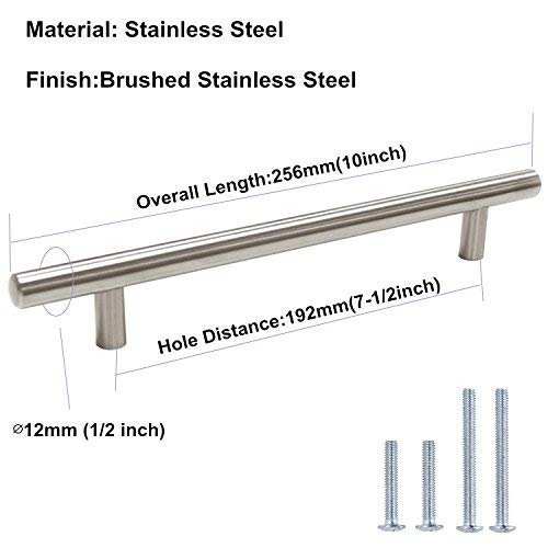 Image of homdiy 15 Pack Brushed Nickel Cabinet Hardware Cabinet Pulls - HD201SN Cupboard Handles Modern Cabinet Door Handles 7-1 /2inch Hole Center Modern T-Bar Pulls