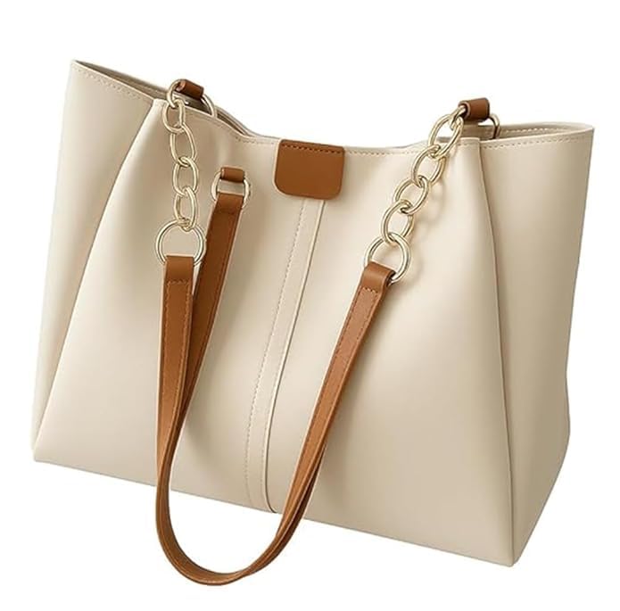 aesthetic handbags AESTHETIC Women’s Shoulder Handbag | Elegant PU Leather Tote with Chain Strap & Teddy Charm | Stylish Daily Use Purse for Office, College & Casual Outings-T-03-picture-53