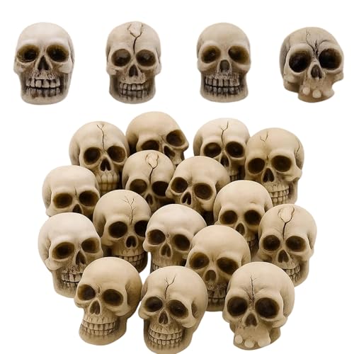 HcvGcm 20 Totenkopf Dekoration, Skelett Schädel Set Mini Skelett, Perfekt Dekoriert Halloween Horror Party, Realistische Halloween Horror Totenkopf Deko