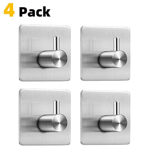 Ganchos Adhesivos Silingsan Ganchos para ropa de acero inoxidable 3M SUS304 (4 piezas)