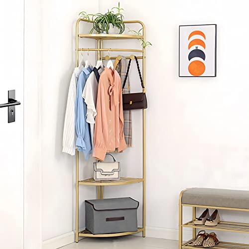 Aboxoo Corner Coat High Hall Trees Metal Rack With Shoes Storage Foldable Freestanding Tall Hall Tree Hat Cloth Scarf Multifunctional Hallway Storage Shelf Modern Furniture Living Bed Roomgold #TOP3