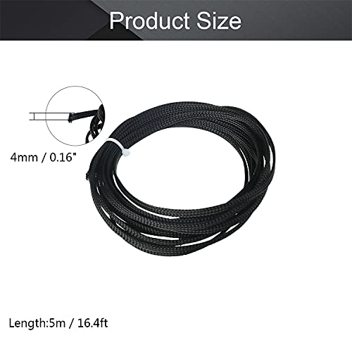 Image of Othmro 16.4ft Black Braided Cable Sleeve, 0.16in Width, 5m Length, Wire Loom Sleeving & Organizer, Pet /Chewing Resistant, Cable Management for TV, Audio, PC, Computer Cords