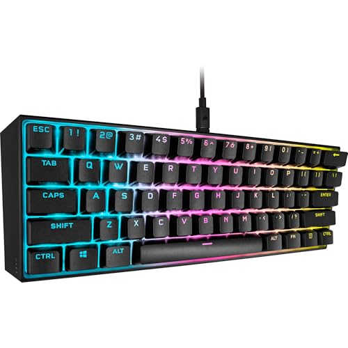 K65 RGB MINI 60% tastiera meccanica da gioco (illuminazione RGB personalizzabile di tasti singoli, tasti meccanici CHERRY MX SPEED, tappi per tasti PBT doppio-shot, tecnologia AXON) QWERTZ, nero - Tastiera gaming - Immagine 4