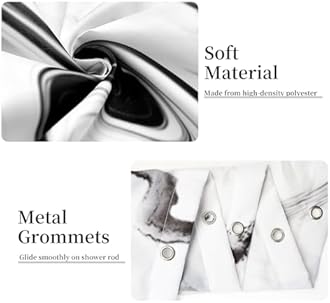 Ruelvth Black and White Shower Curtain, Modern Abstract Black Marble Shower Curtain for Bathroom Aesthetic Ink Texture Waterproof Shower Curtain Set with Hooks, 54x72 Inch