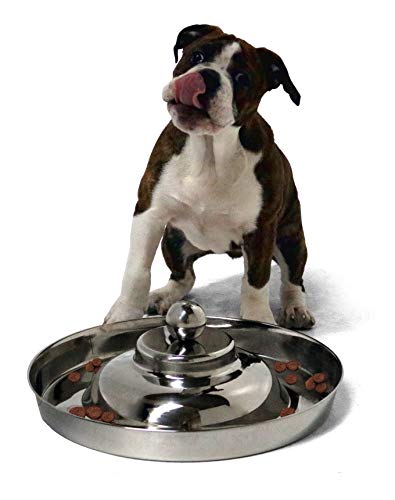 SunnyDogs Welpennapf | runder Welpen Fressnapf | Welpen Futternapf für Hundekinder aus rostfreiem Edelstahl | Welpenring Ø 39 cm mit Knauf