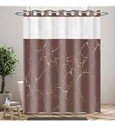 MOXDBT Brown Geometry Marble Shower Curtain - Waterproof With Snap-in Liner