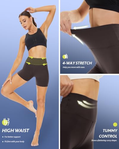 Image of Workout Biker Shorts for Women - 3 inch /5 inch /14 inch Booty Spandex Volleyball Shorts | Soft High Waisted Tummy Control Shorts, Short Capri Knee Leggings, Fitness Clothing for Yoga Gym Running Athletic