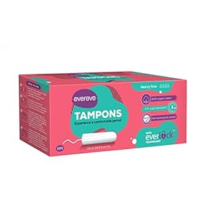 Evereve Tampons, 100% Organic Cotton, For Regular Menstrual flow, 16 pcs, Super absorption, Safe, Soft & Comfortable…