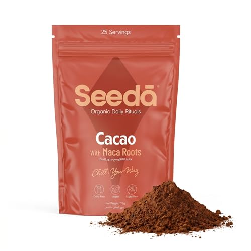 Seeda Cacao - Organic Cacao Blend with Maca Roots Calm & Balanced Energy No Sugar No Dairy Evening Ritual Made in UAE - 25 servings