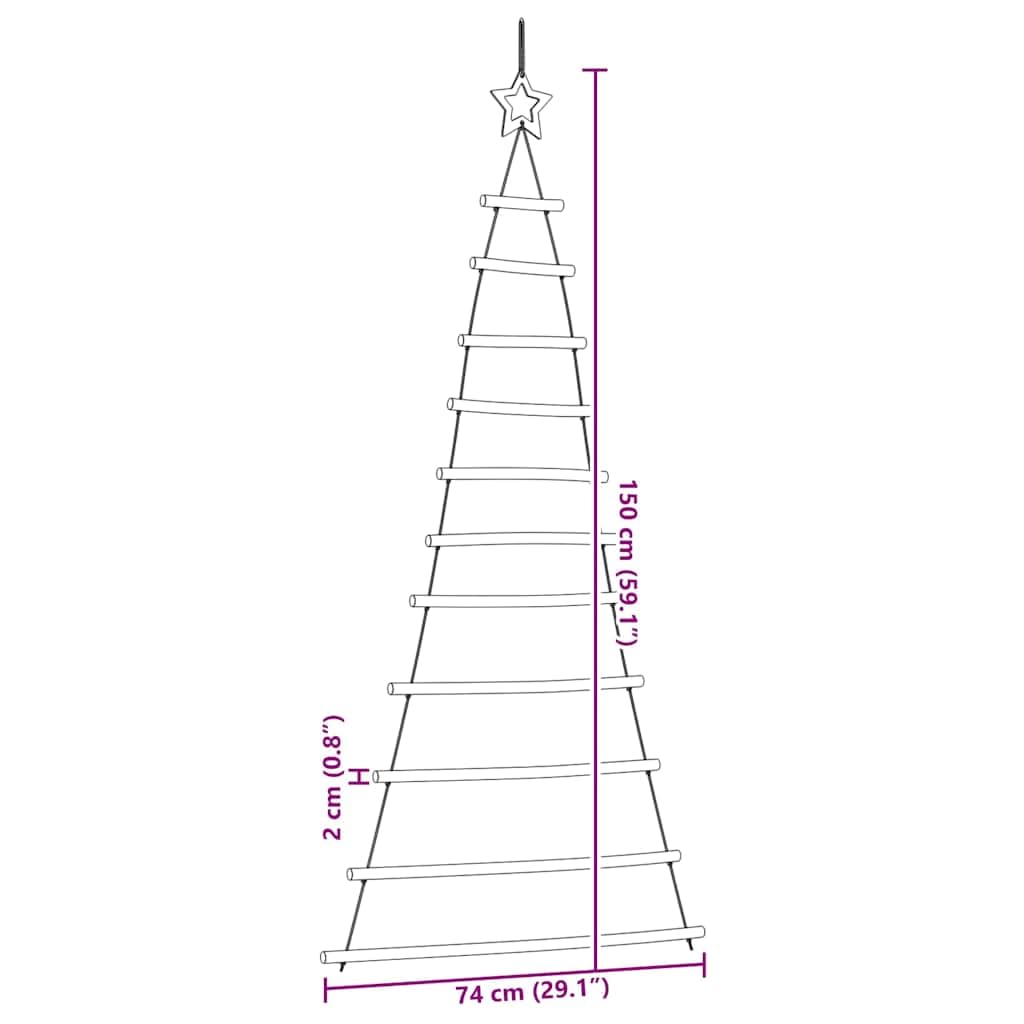 Árbol De Navidad Colgante De Madera Natural con Punta De Estrella, Decoración para Pared y Ventana, Arbol Navidad Colgante, Christmas Tree, 74x150 Cm