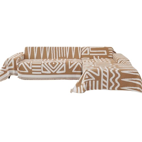 ShowyLive Lot de 2 Housses de Canapé pour Canapé d'angle en L 3 Places + 3 Places, Couverture en Chenille 450 g/m² Couvre Canapé Sofa Cover, 180 x 300 CM,...