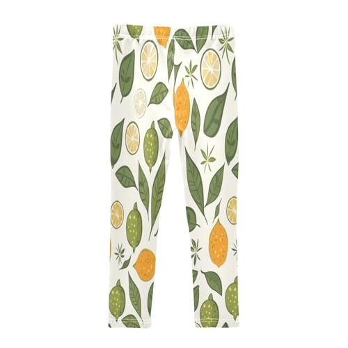 Bolaz Toddler Girls Leggings Printed Yoga Pants Leggings Leaves Yellow Lemon for Kids2