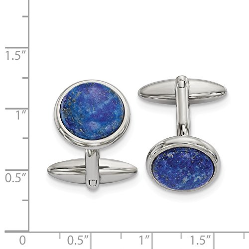 Stainless Steel Polished Lapis Cufflinks3