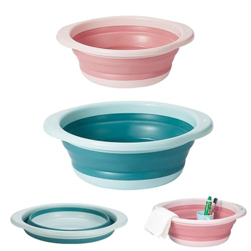 2 Pcs Collapsible Washing up Bowl, 1.6L/3.5L Collapsible Bowl, Foldable Washing Up Bowl, Multi-functional Round Washbasin, Portable Wash Basin for Kitchen Outdoor Travel Camping