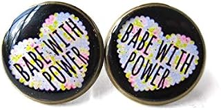 Brincos Feministas Babe with Power, Body Positive Riots Not Diets, Joias Feministas, Boho Grunge Pastel Goth Soft Grunge Riot Grrrl Jewelry
