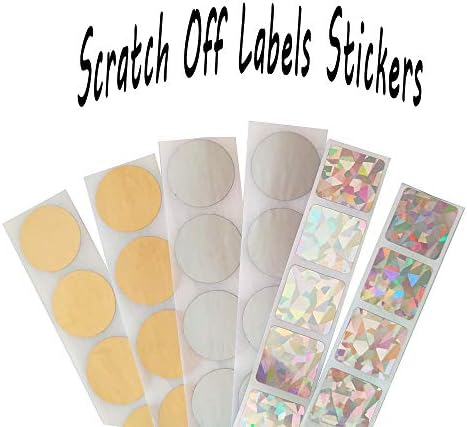 540 pcs Scratch Off Labels Stickers, CNYMANY 1-inch Circular Square Self-Adhesive Peel and Stick DIY Labels for Games Party Gift Postcard Promotion - Gold, Silver