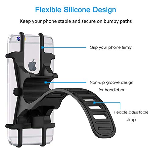 Soporte de teléfono de Bicicleta Universal de Silicona para iPhone Huawei y 4.5-7.0 Pulgadas Smartphones Ideal para Montaña Bicicleta Motocicleta Cochecito y Golf Trolley Negro - imagen 6