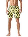 Nonwe Men's Swim Shorts Quick Dry Pineapple Printed Beach Holiday Board Shorts Green 32