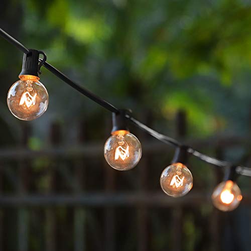 Guirnaldas luminosas de exterior，G40 Vintage Edison Bulbs 30 Enchufes Colgantes, Luces Colgantes de Interior/Exterior para Patio, Jardín, Patio Trasero, Bistró, Pérgola, Decoración de Cenador
