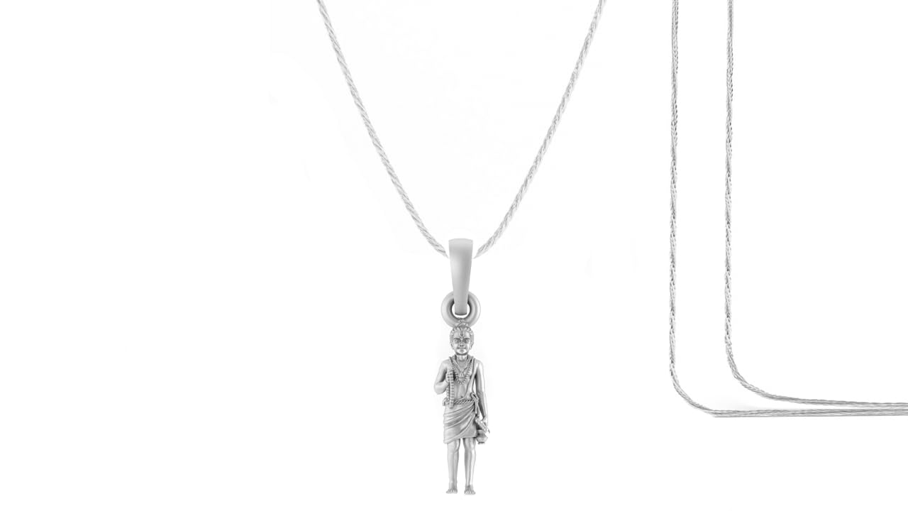 Chaîne Swaminarayan en argent 925 pendentif médaillon mixte - 6