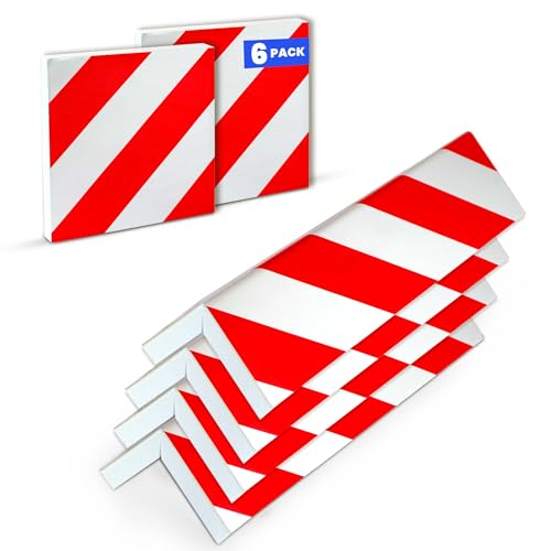 Protector Columnas Garaje | 6 Unidades | Protector Parking, Protector Esquinas Reflectante, Protector Puertas y paragolpes Coche (4 Unidades 40x20x2cm + 2 Unidades 20x20x2cm) (Rojo)