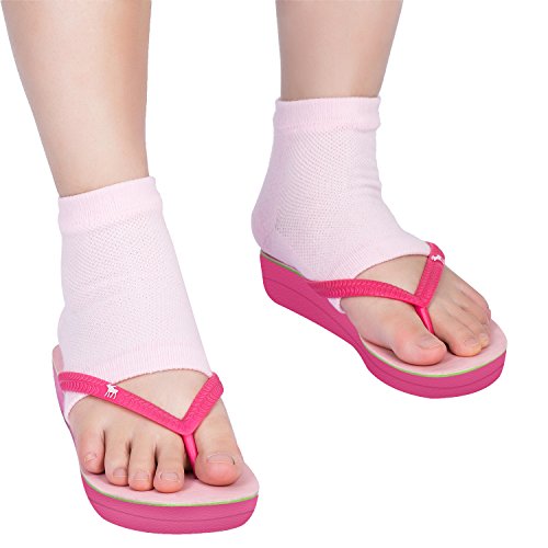 Bememo Soft Gel Heel Socks Ventilate Open Toe Socks 4 Pairs For Dry Hard Cracked Skin Moisturizing Day Night Care Skin (Pink, Turquoise, Grey And Black) #TOP6