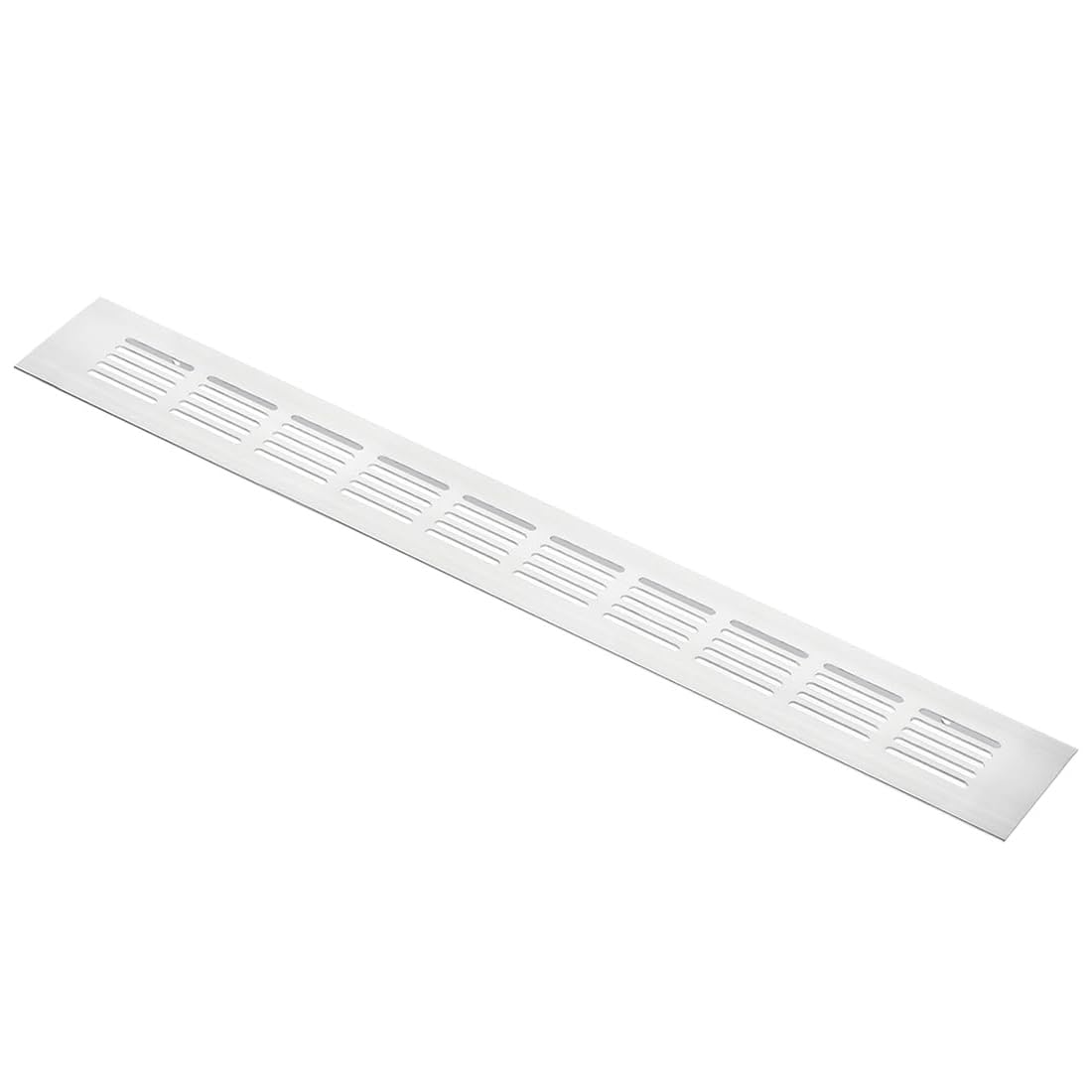 TOP-VIGOR Rectangle Aluminium Louvre Vent Cover, 400mm Anodised Silver Air Vents for Cupboards, Wardrobes, Lockers & Bookcases, Smooth Edge, 3.5 mm Mounting Holes