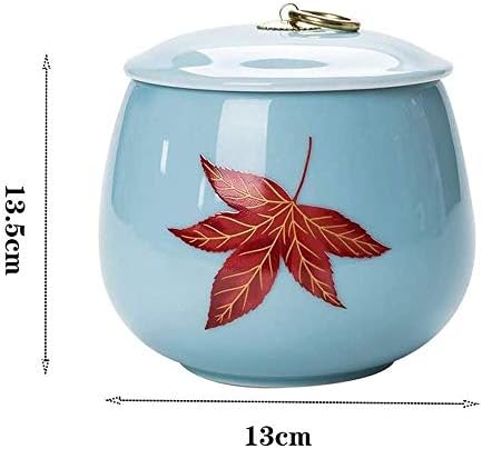 装飾骨壷 手作りセラミック ペット 小型犬 猫 ウサギ 小動物 メモリアル 火葬灰 葬儀 埋葬記念品 (ブルー 1)