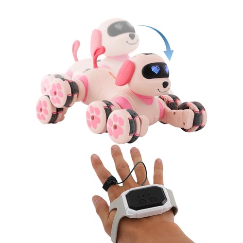 chennnls Roboterhund Spielzeug, 8-Rad-Stunt Roboter mit Fernsteuerung & Gestensteuerung für Kinder ab 8, Tanzmodus, Kletterfähigkeit, Lernspielzeug & Interaktives Haustier