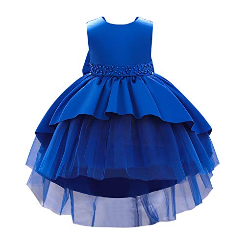 Vestido de bautismo azul con volantes y flores de 18-24 meses