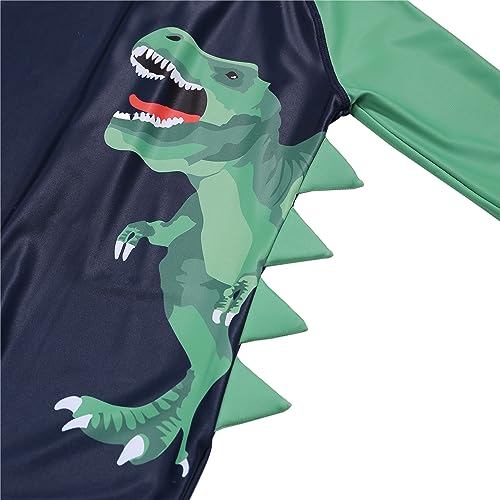 LIZENS Boys Rash Guard Shirts One Piece Swimwear Green Dinosaur Short Sleeve UPF50+ Sun Protection Swimsuit3