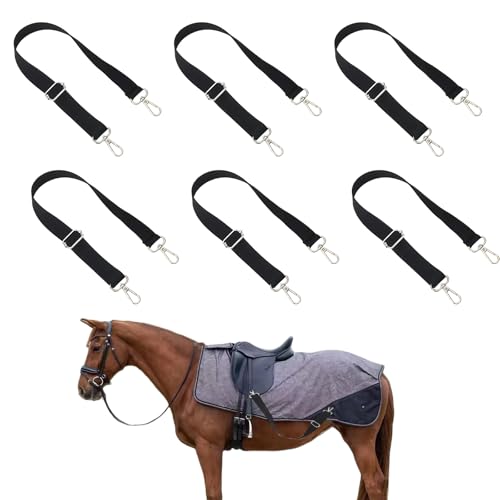 Qiknird 6 Pcs Horse Blanket Sheet Leg Straps 24 to 42 Inch Replacement Adjustable Belly Strap Double Swivel Snaps Horse Blanket Straps Winter Blankets Stretchy Belly Strap