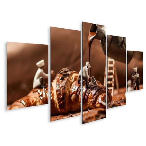 Les petites personnes préparent d'énormes croissants image sur toile de cuisine