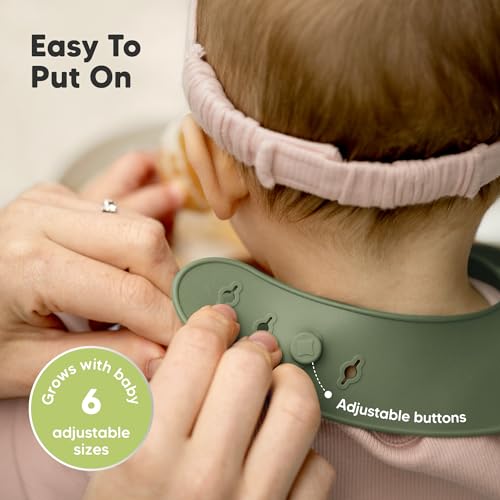 Image of KeaBabies 2-Pack Silicone Bibs for Babies, Toddlers Girl, Boy (Forest) | Sturdy Food-Grade Baby Bibs for Eating, Large Food Catcher, Easy Clean & Put On, Waterproof Baby Feeding Essentials, BPA-Free