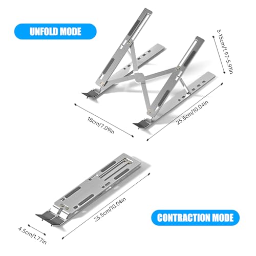 Bouncy Laptop Stand for Desk, Adjustable Alloy & Silicone Holder, Ventilated Cooling Riser for 8-16" Laptops & Tablets, Anti-Slip, 6-Position Folding Design for Improved Posture & Comfort. - Image 9