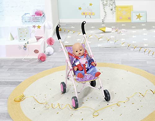BABY born Happy Birthday Deluxe Buggy, zusammenklappbarer Puppenwagen mit blinkenden Rädern, 829950 Zapf Creation