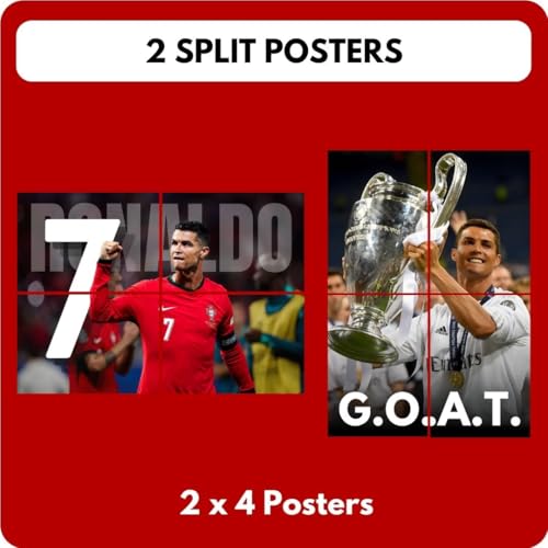 Image of auraposter Paper Ronaldo Poster (Set Of 48) | Cristiano Ronaldo Mini Posters (15 X10 Cm) | Football Posters Of Ronaldo For Wall, Bedroom, Living Room | Football For Wall | Glue Dots Included