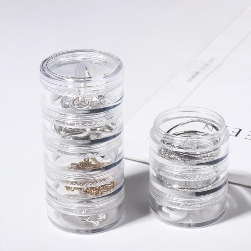 2pack Stackable Cosmetic Jars,7 Layer Clear Plastic Round Storage Jars 5G Multilayer Empty Cosmetic Jewelry Storage Box with Screw Cap Lid2