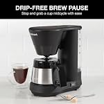 Cuisinart DCC-5570C 5-Cup Cafetière, Carafe en acier inoxydable noir, Réservoir d'eau amovible
