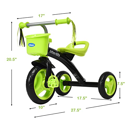 Infans Kids Tricycle Rider With Adjustable Seat, Storage Basket, Premium Quiet Wheels, Non-Slip Handle (Green) #TOP6