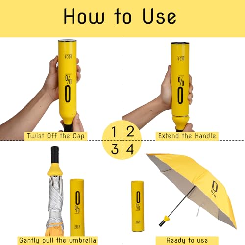 Image of HACER Mini Wine Bottle Umbrella Portable Folding UV Proof Compact Lightweight Travel Umbrellas for Women Men Kids (Pack of 1, Random Color)