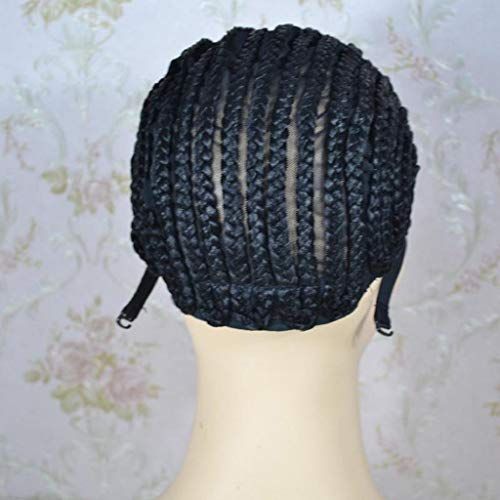 Black Cap Wig For Making Braid Synthetic Wig With Clips And Strong Elastic Band-KADOLA Wigs For Women Human Hair Short/Long/Bangs Hair(Black)